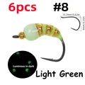 6 piezas, color verde claro, talla 8
