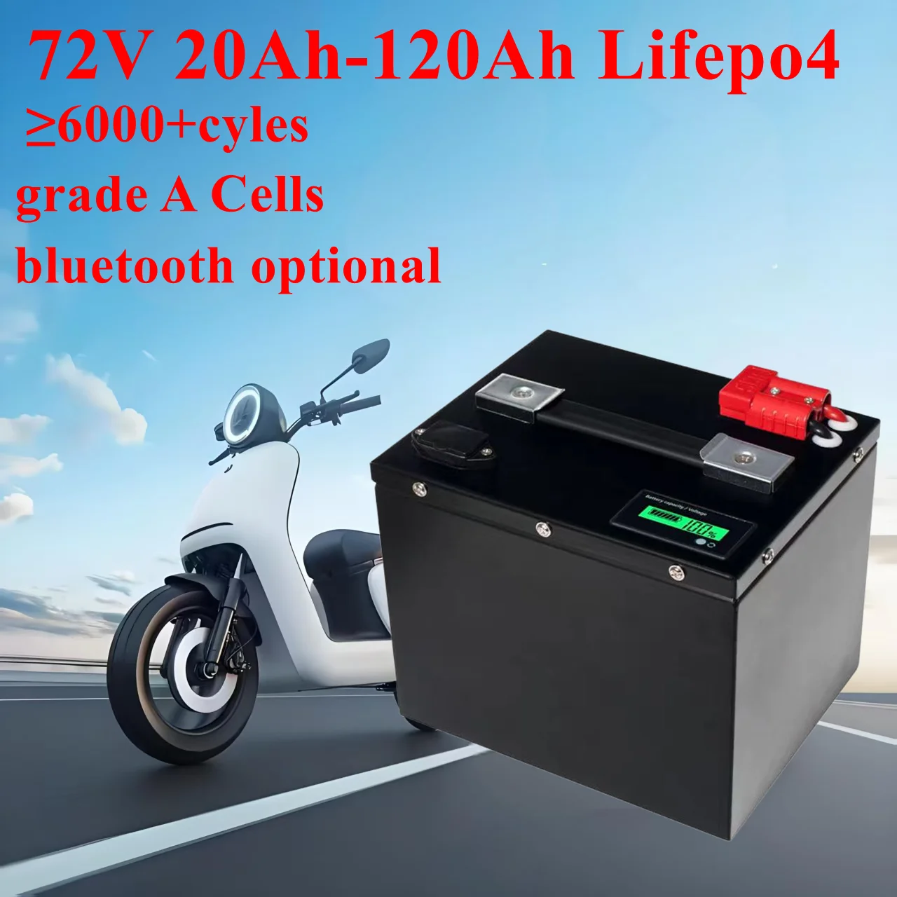

72V Lifepo4 20Ah 30Ah 40Ah 50Ah 60Ah 70Ah 80Ah 100Ah 120Ah Lithium Battery For 2KW 3KW 5KW 7KW Rickshaw Golf Cart Tractor RV