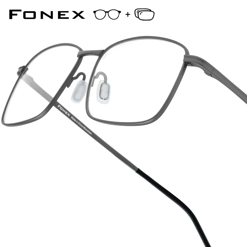 FONEX Progressive Prescription Glasses Custom Photochromic Myopia Optical Lens Eyewear Men Square Eyeglasses Titanium Frame 5705