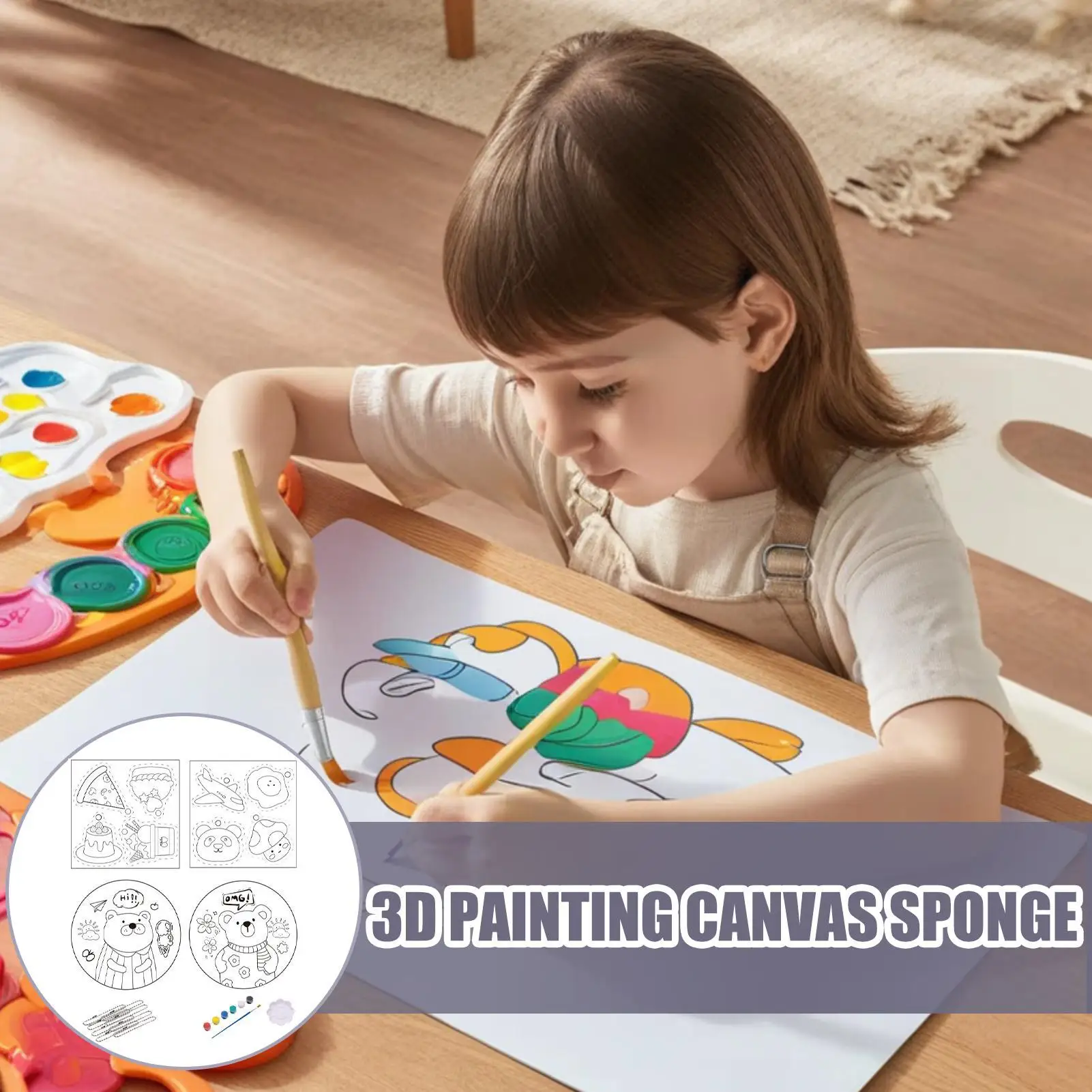 Textured Art Painting Kit 3D Drawing Magic Foam Texture Paper Set Children Water-Activated Crafting Canvas Sponge For School