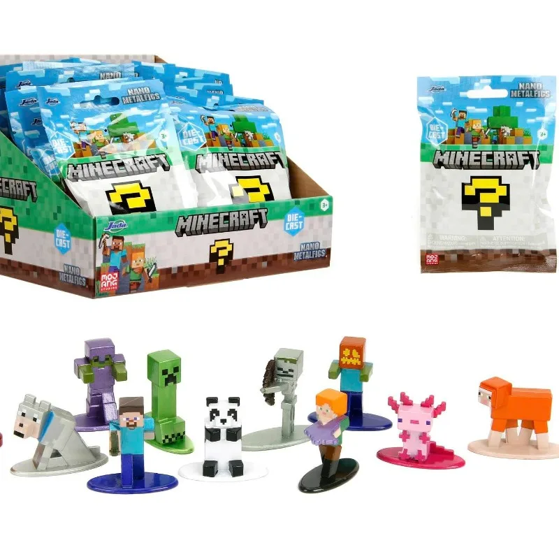 Jada Nano Metalfigs Minecraft W5 Figuras de Acción de Steve, Alex y Creeper, Muñecos Coleccionables, Adornos