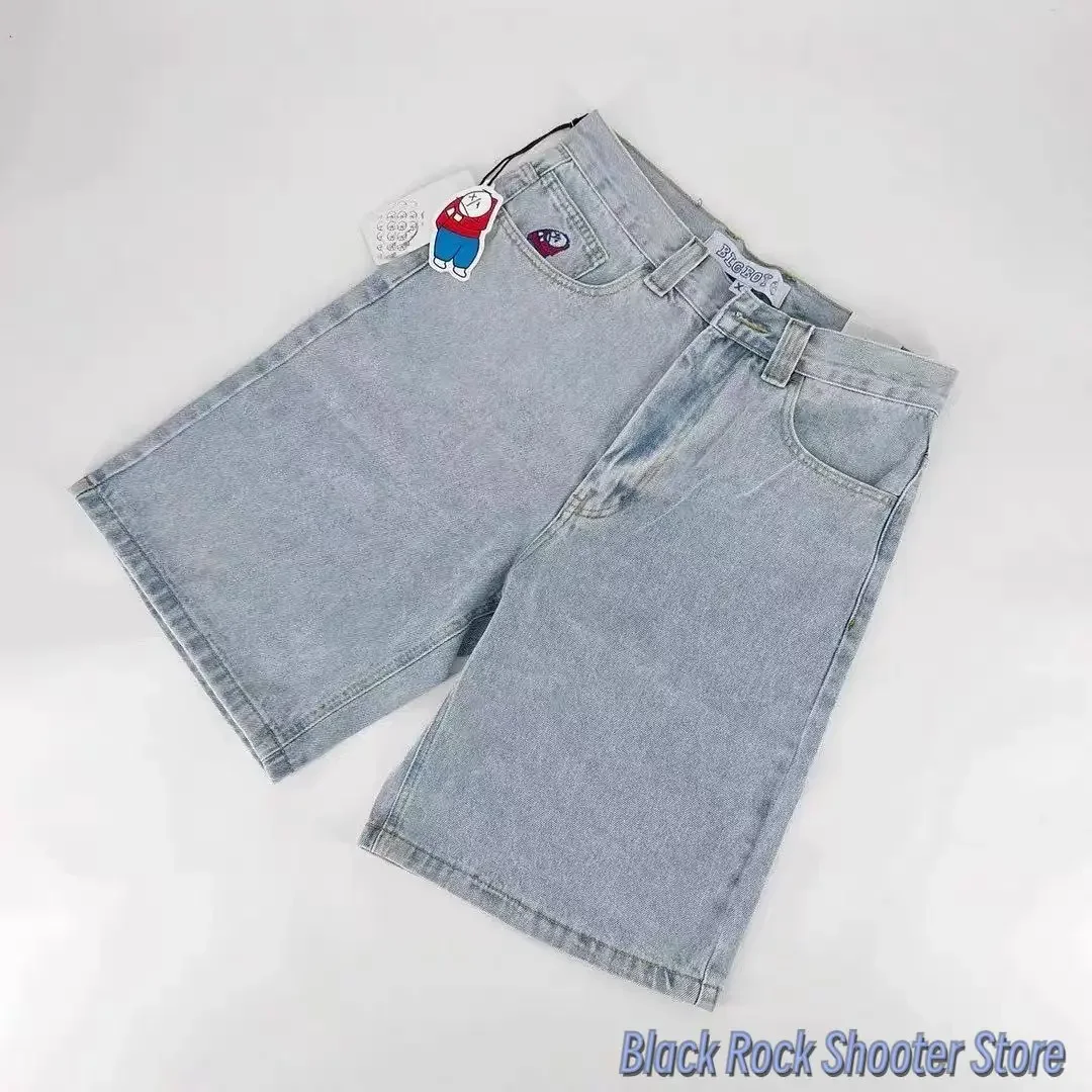 Embroidery Bigboy High Quality Cartoon Graphic Shorts Hip Hop Streetwear Denim Baggy Jorts Harajuku Skate Basketball Shorts Men