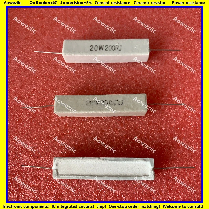 10Pcs RX27 Horizontal cement resistor 20W 200 ohm 20W 200R 200RJ 20W200RJ Ceramic Resistance precision 5% Power resistance