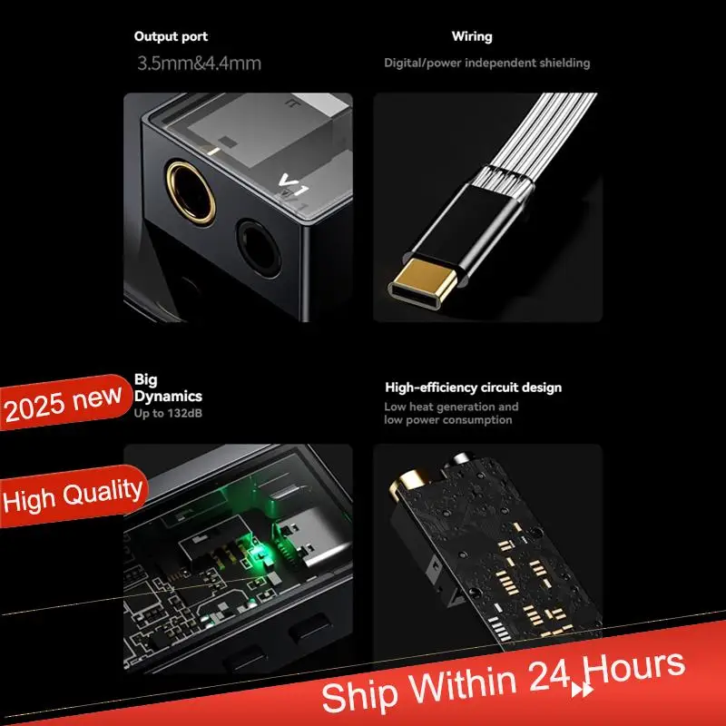 

~【A48T HOT】V1 Dual CS43131 Портативный ЦАП/AMP с универсальными выходными портами и высококачественной проводкой, бесплатным адаптером