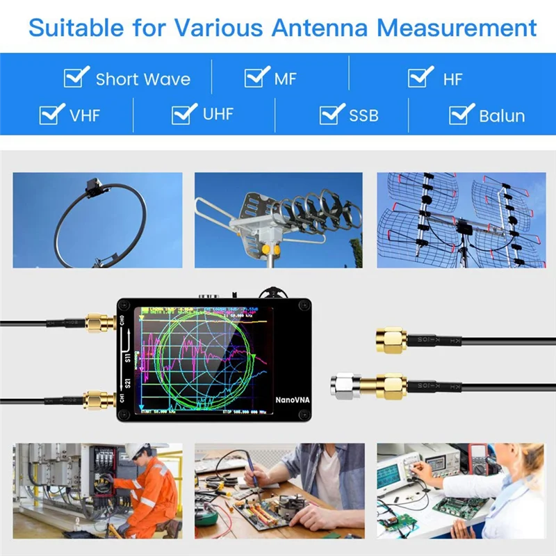 

ABIY 2023 New NanoVNA-H Vector Network Antenna Analyzer 10KHz-1.5GHz MF HF VHF UHF Slot Spectrum Tester