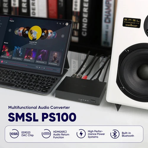 Imagen 2 del producto Convertidor de Audio multifuncional SMSL PS100, Chip DAC ES9023, PCM44.1-192kHz, Bluetooth incorporado