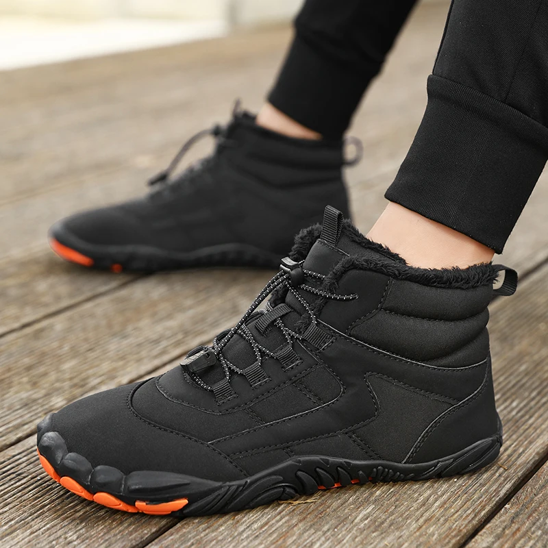 Couple High Top Fleece Snow Boots Winter New, Warm Non Slip Outdoor Hiking Mountaineering Shoes for Men Women