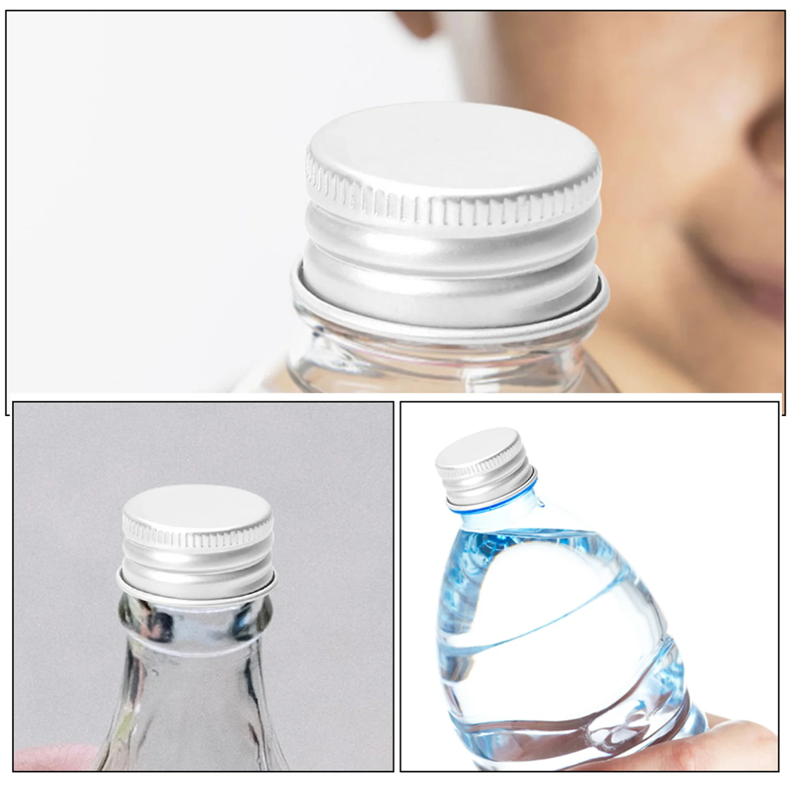 100 قطعة أغطية المسمار الملولبة أغطية الزجاجات الزجاجية قابلة لإعادة الاستخدام الألومنيوم مانعة للتسرب استبدال محكم ختم العلوي الألومنيوم