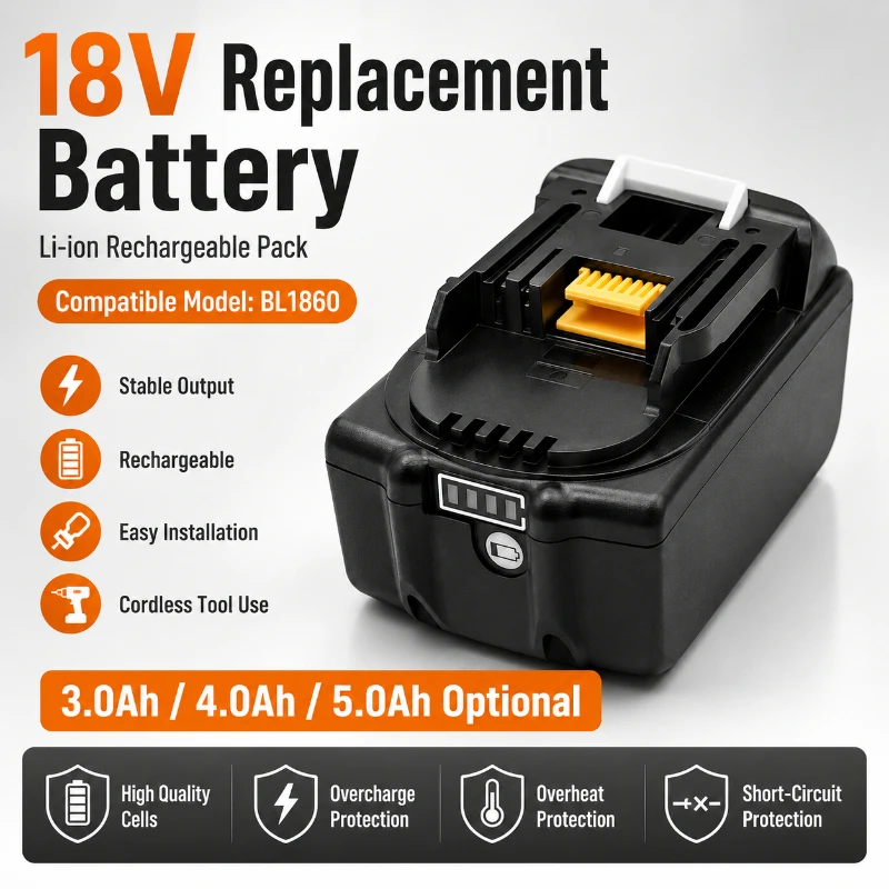 3AH-5AH Replaces for Makita Lithium Battery Model Suitable for  BL1860 Power  Tool  18V Long Endurance Stable  Battery  Pack