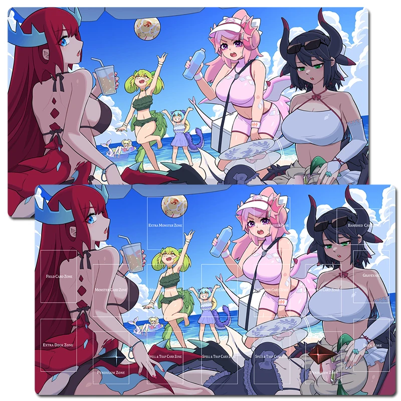 

YuGiOh Dragonmaid TCG CCG Mat Trading Card Game Mat Playmat Mousepad Mouse Pad Rubber Table Desk Play Mat 60x35cm
