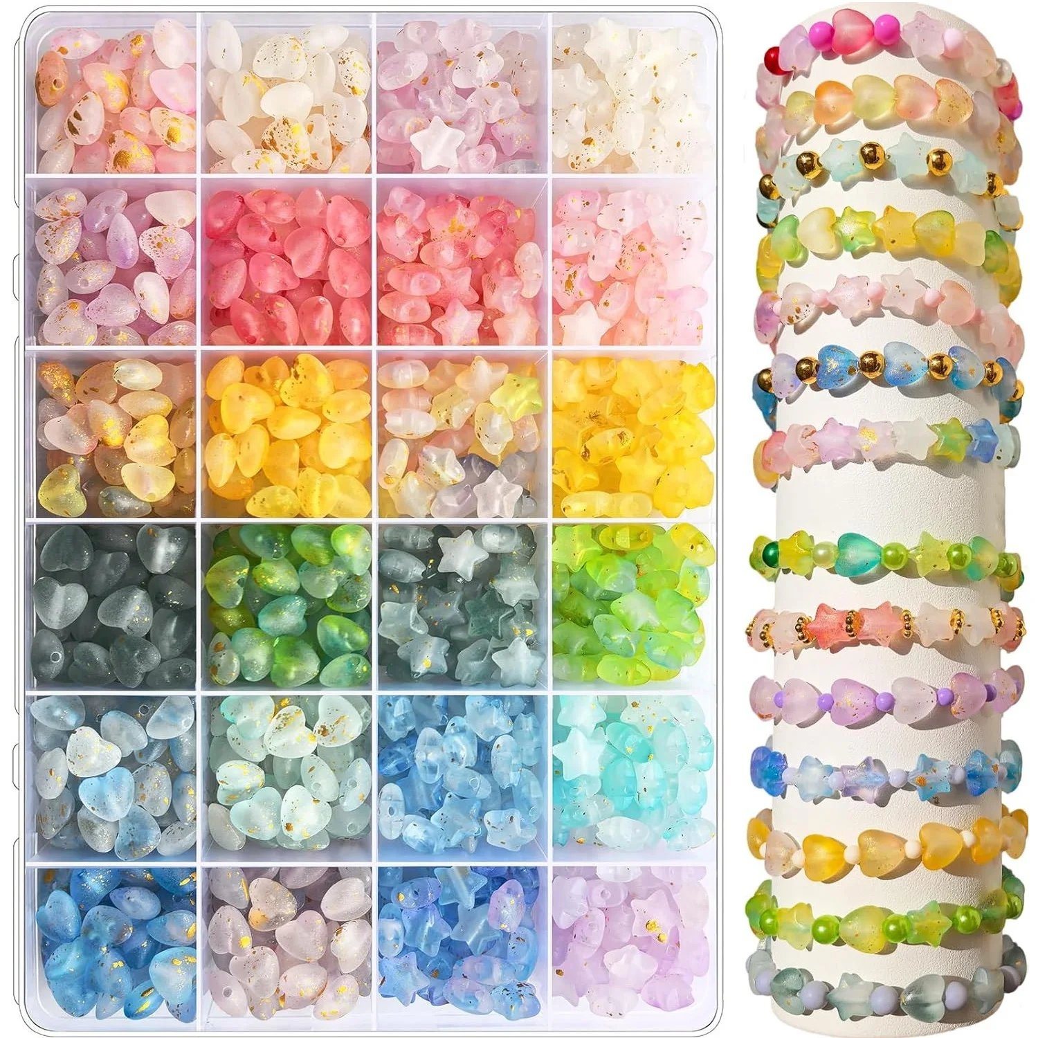 estrela-acrilica-com-24-compartimentos-conjunto-de-contas-em-forma-de-coracao-com-folha-dourada-fosca-contas-coloridas-variadas-para-diy-fabricacao-de-joias-e-pulseiras