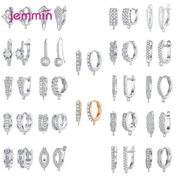 Fashion DIY Earring Findings 100% 925 Silver with Clear Cubic Zircon Jewelry Component Accessory Huggie Hooks