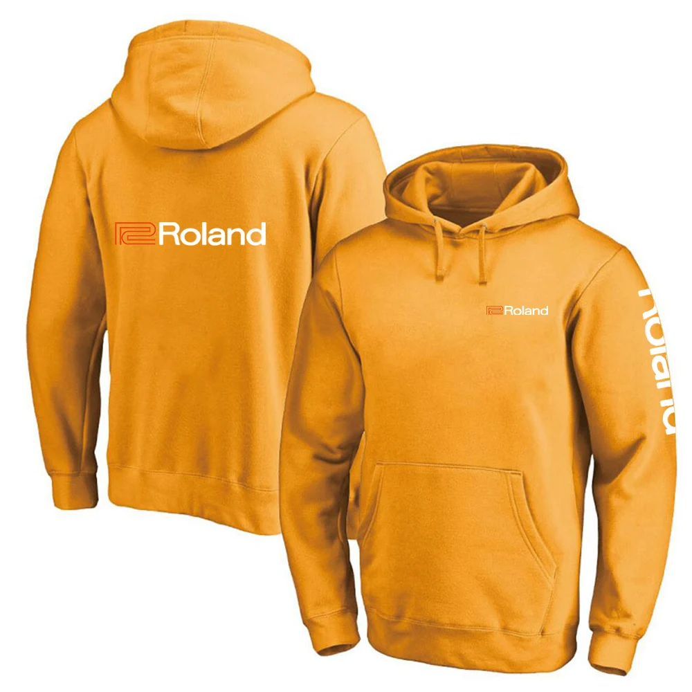 

Roland Piano 2024 Men's Spring and Autumn New Styl Casual Hooded Fashion Printing Solid Color Pullover Hoodie Loose Tops