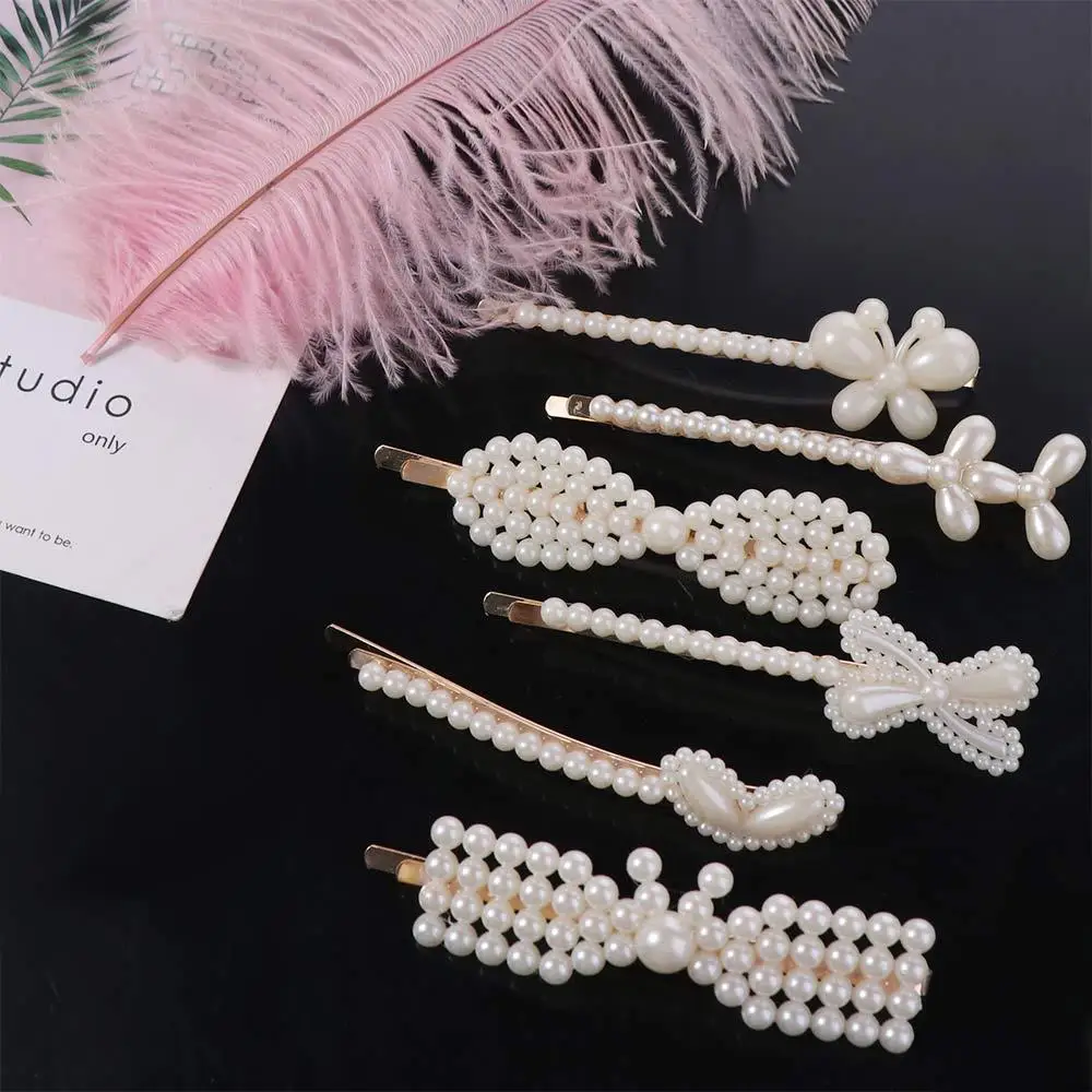 

18pcs/set Exquisite Geometric Pearl Hairpin Set Side Clip Korean Style Alloy Hair Clips Headdress Headwear Duckbill Clips Girls