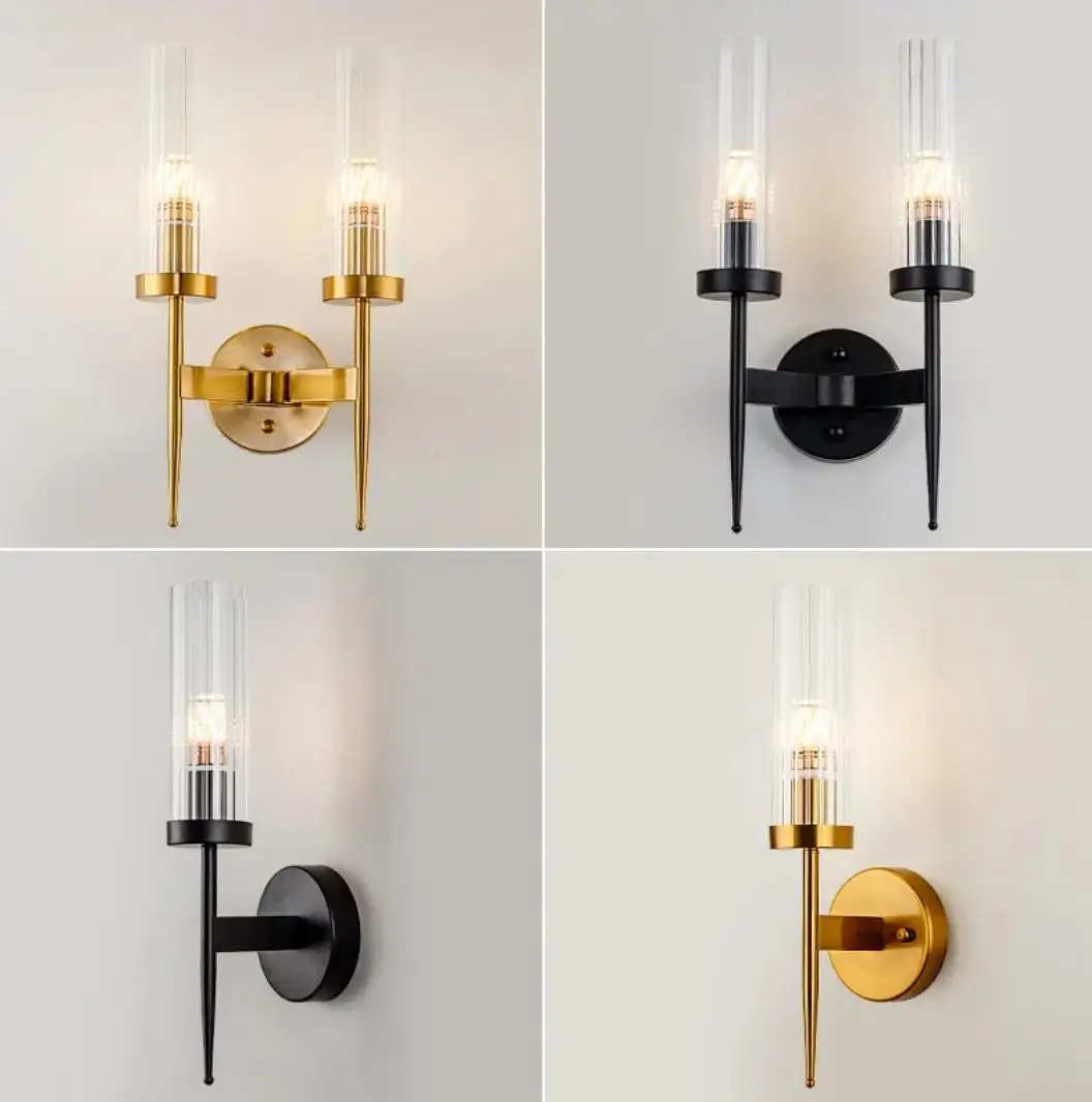 Modern LED Wall Lamp Nordic Sconce Light Fixture Metal European Style Metal Light  Bedroom Light Wall Lights for Home Background