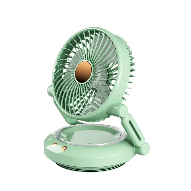 Small Fan Green and White Desktop Timer Mute Four-speed Adjustable Portable Fan Battery Charging Models Detachable