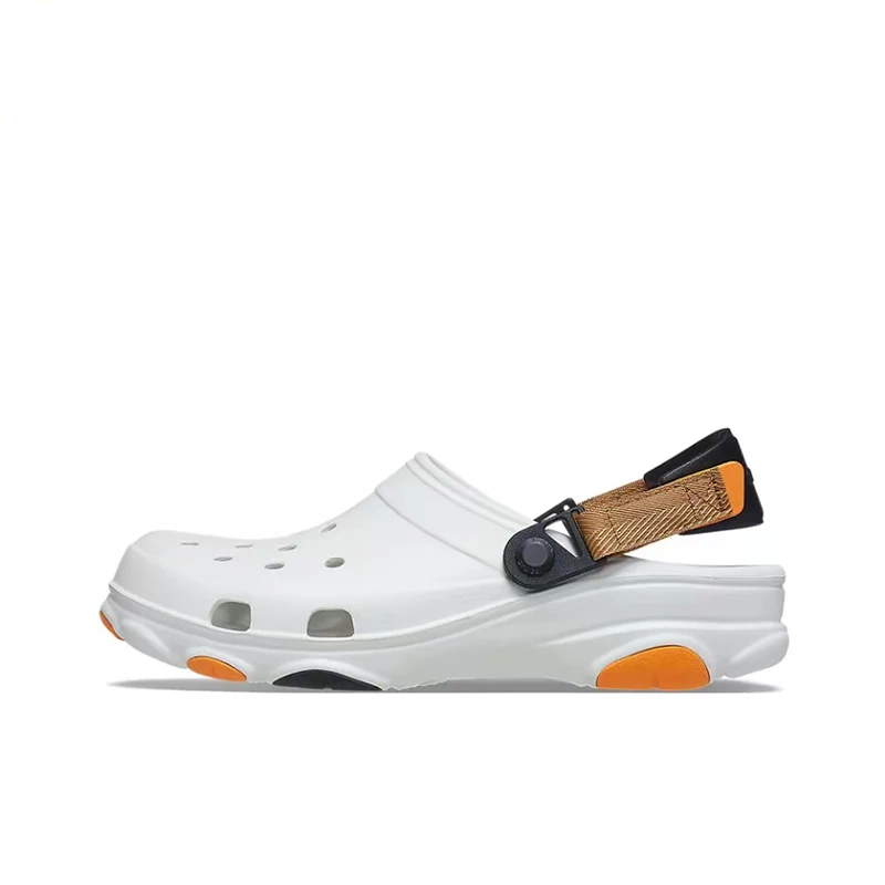Crocs Classic All Terrain Clog Unisex White/Orange Sporty Clogs  Stylish Minimalist Versatile Durable Perforated 206340-94S