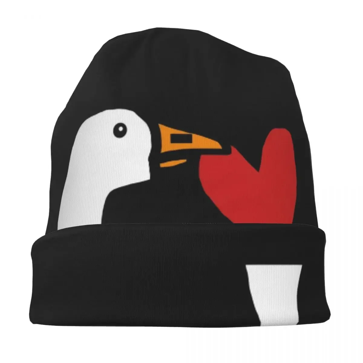 Unisex Funny Goose Stealing A Heart Skullies Beanies Accessories Valentines Day Bonnet Knitting Hats Unique Design Warm Hats image 6
