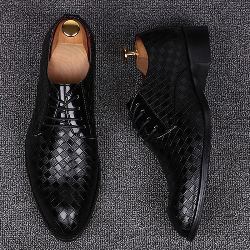 2021 Formal Leather Shoes Men Dress Business Shoes Male Geometric Red Oxfords Party Wedding Casual Men\'s Flats Chaussure Homme88