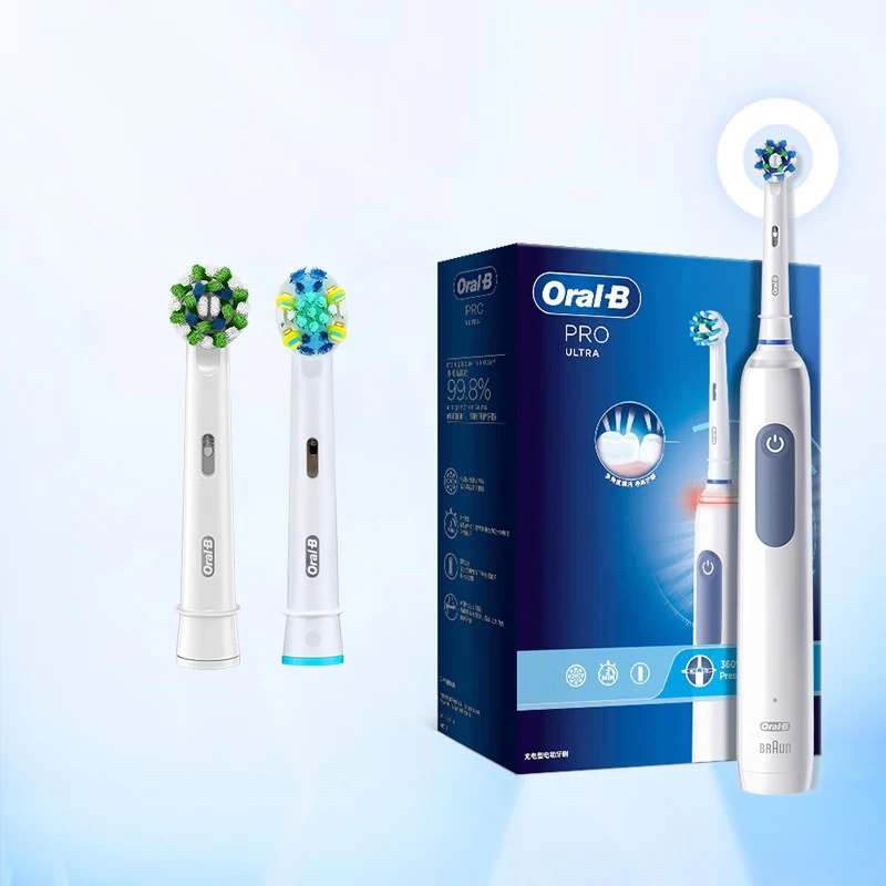 Oral-B Pro4 spazzolino elettrico ULTRA per adulti spazzolino elettrico Pro Ultra 3D Roundhead acustico 2 minuti Timer 3 testine di ricambio