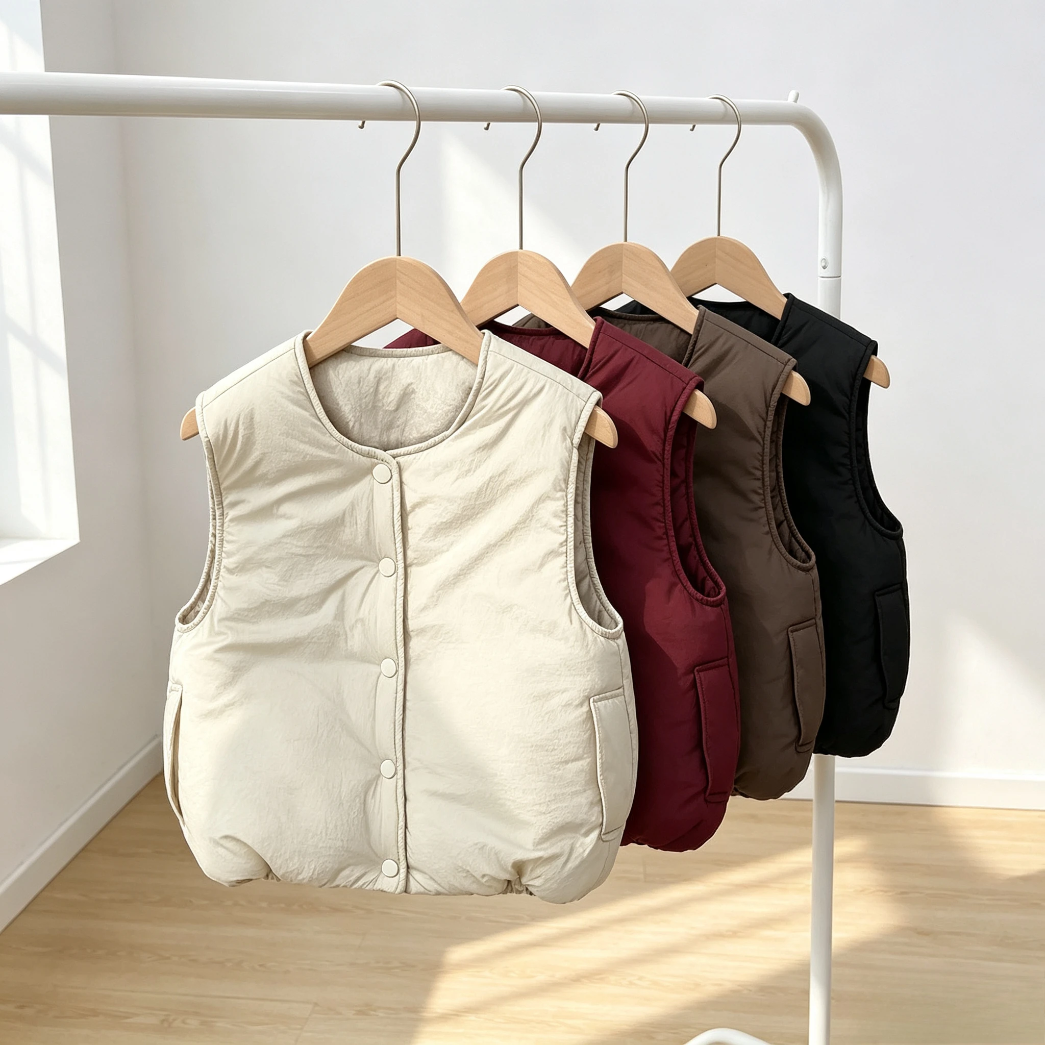 Padded Vest Gilet - Kamizelka z okrągłym dekoltem dla nastolatków,