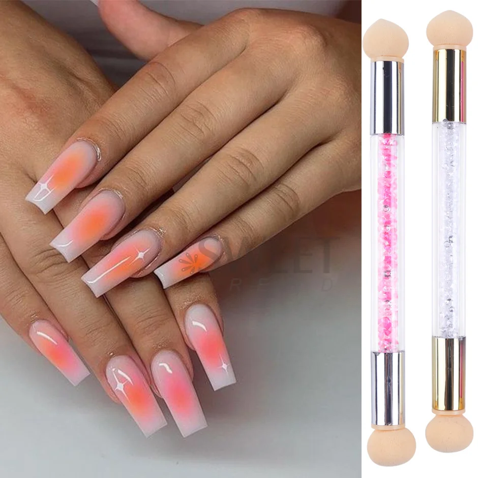 Sponge Head Nail Brush Ombre Effect Nail Art Pen Round Sharp Blooming Gel Polish Gradient Brushes for Manicure Accessories SA945