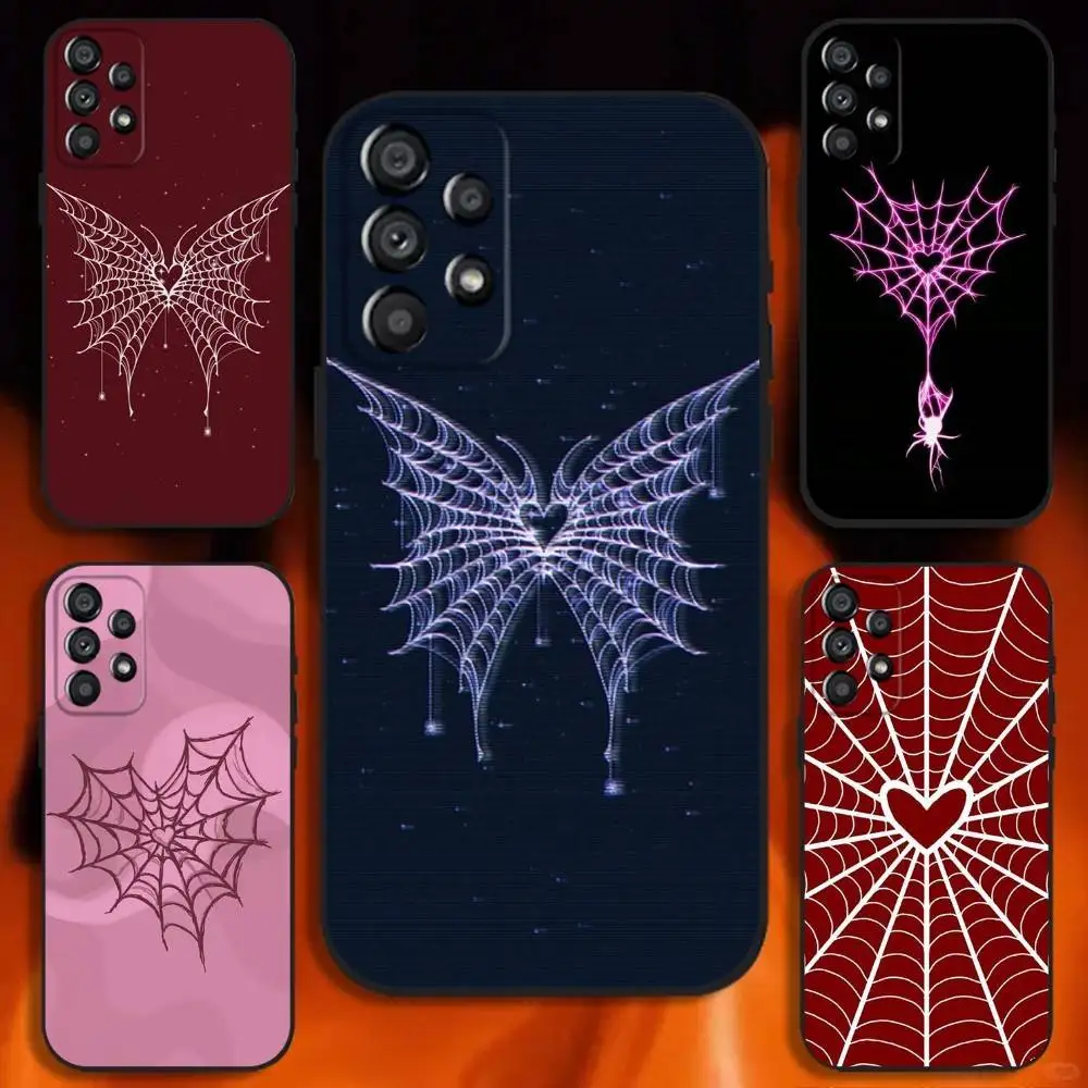 

Cool Spider Web Phone Case For Samsung Galaxy A20,A21s,A22,A31,A32,A52,A53,A72,73,A80 Soft Black Cover
