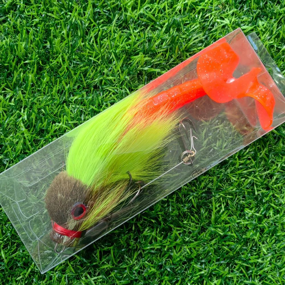 MUKUN Maus Baby Swimbait Bucktail Maus Köder Schnurrbart Rig Muskie Hecht Angeln Spiel Handgebunden Hirsch Haar Körper Solide Rig Tackle – Detail 13