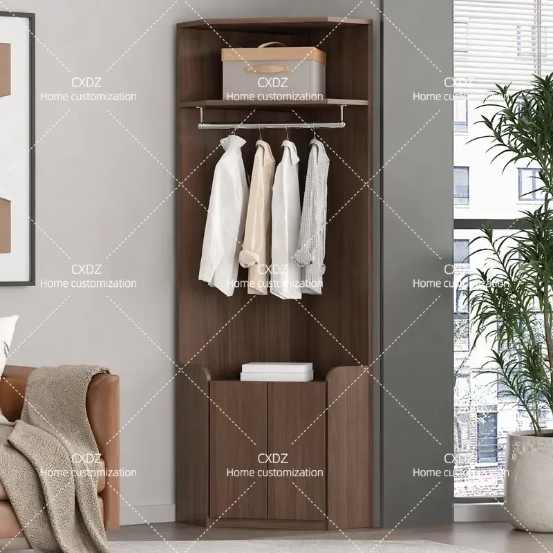 Multifunctional Corner Coat Rack Open Shelf Wardrobe for Foyer Bedroom Bedside Hanging Storage Organizer Household Entryway