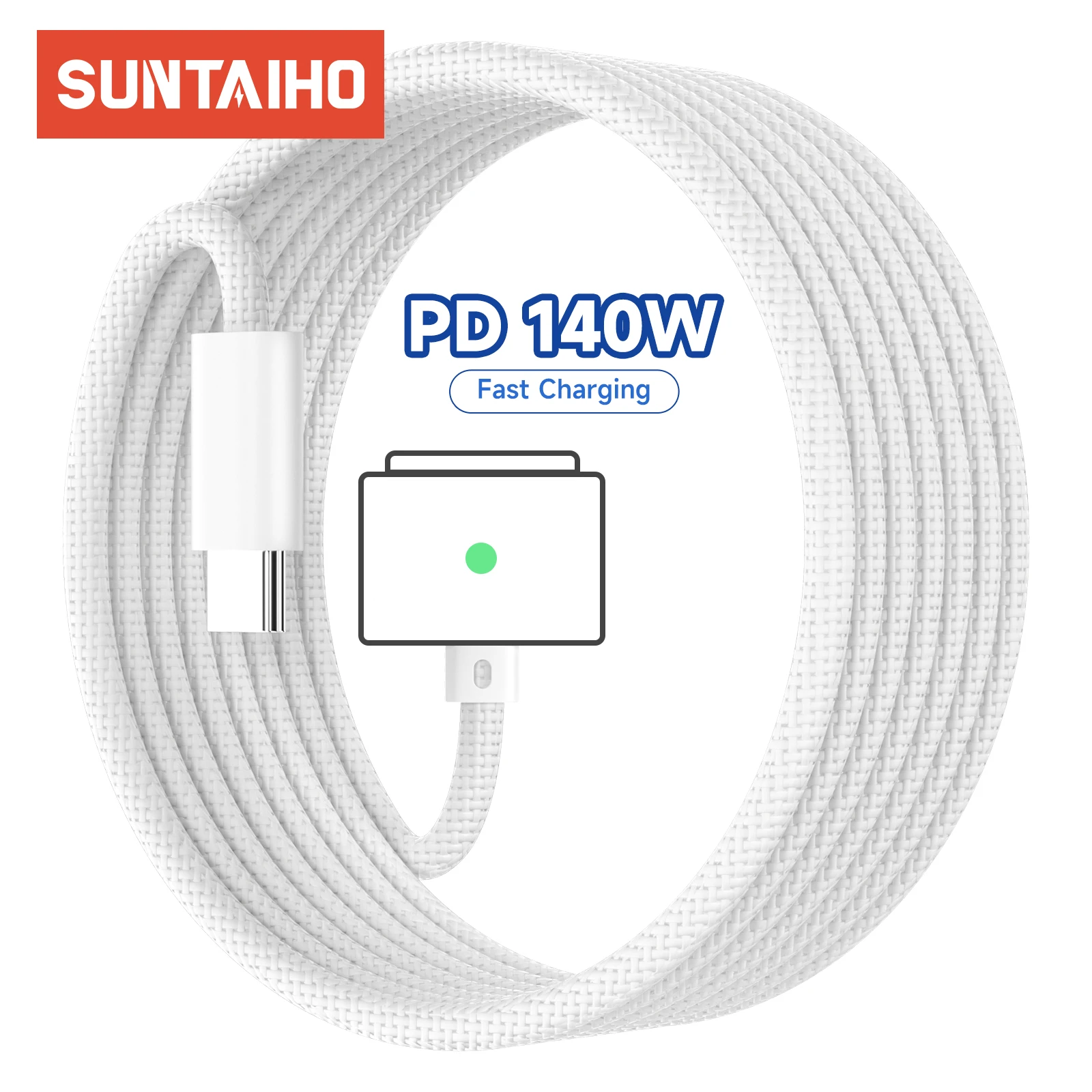 Suntaiho PD 140 USB Type C to MagSaf* 3 Fast Charge Magnetic Cable For MaceBook Air Pro A2681 A2442 LED indicators charge Cord