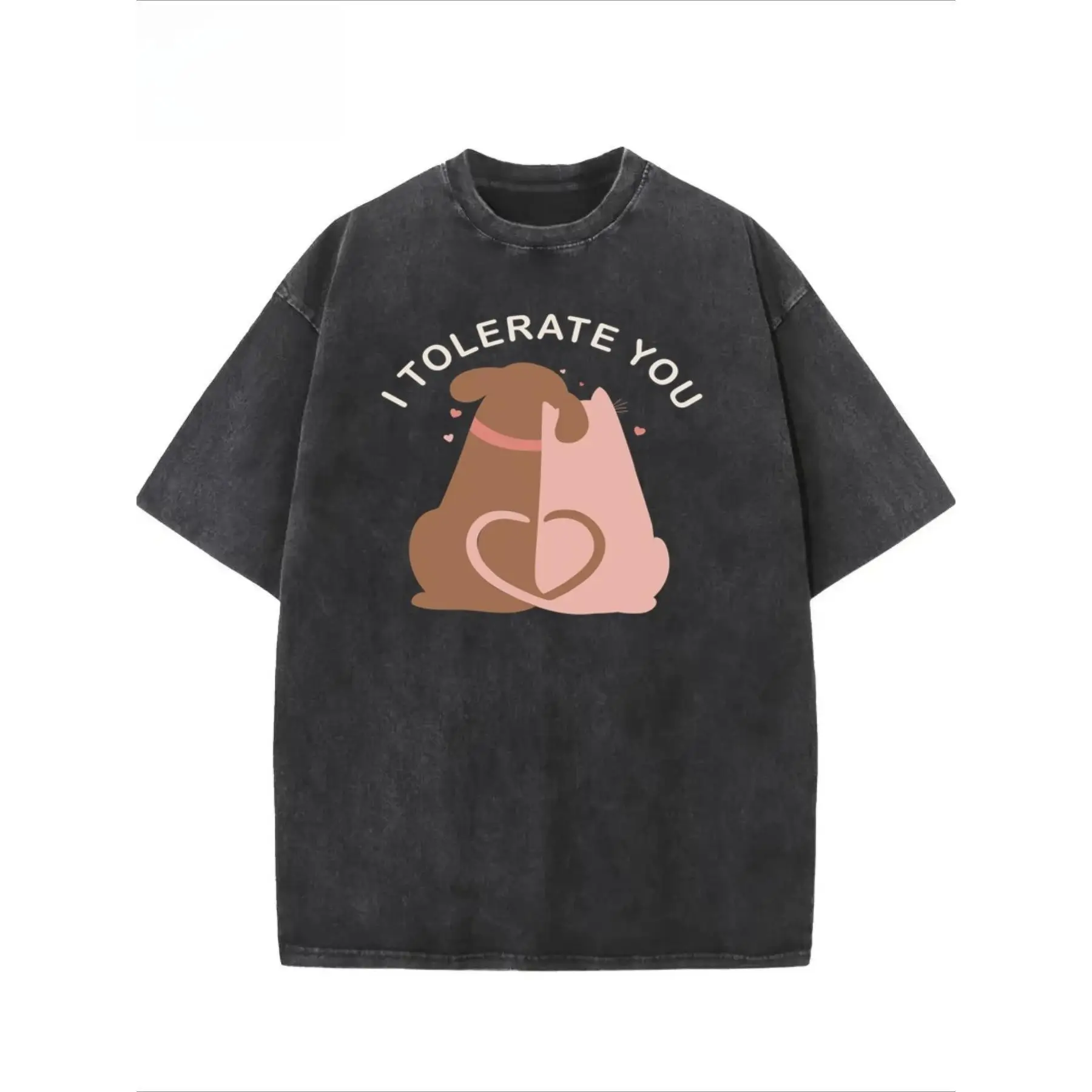 

Vintage Cotton "I Tolerate You" T-Shirt Oversized Funny Dogs Lovers Graphic Tee Sarcastic Quote Pet Owner Gift