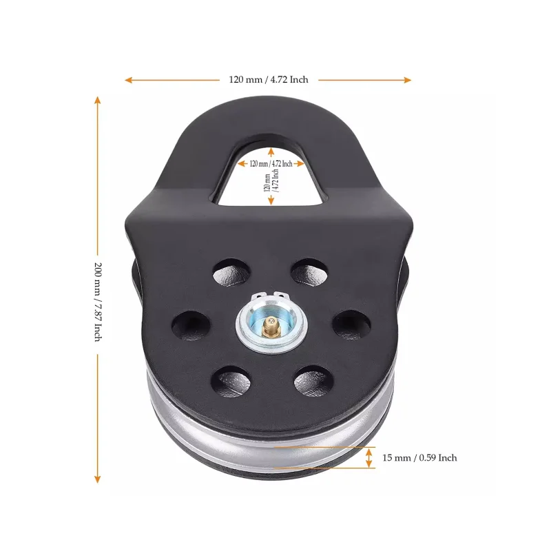 Heavy Duty 10Ton Snatch Pulleys Block for Synthetic Rope or Steel Cable 10T Breaking Force Winches Pulley Sheave Reliable