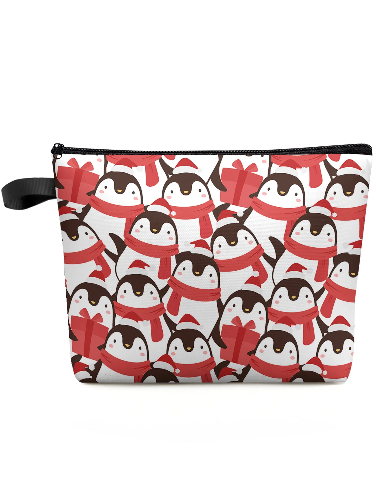 Christmas Penguin Cartoon Large Capacity Travel Cosmetic Bag Portable Makeup Storage Pouch Women Waterproof Pencil Case