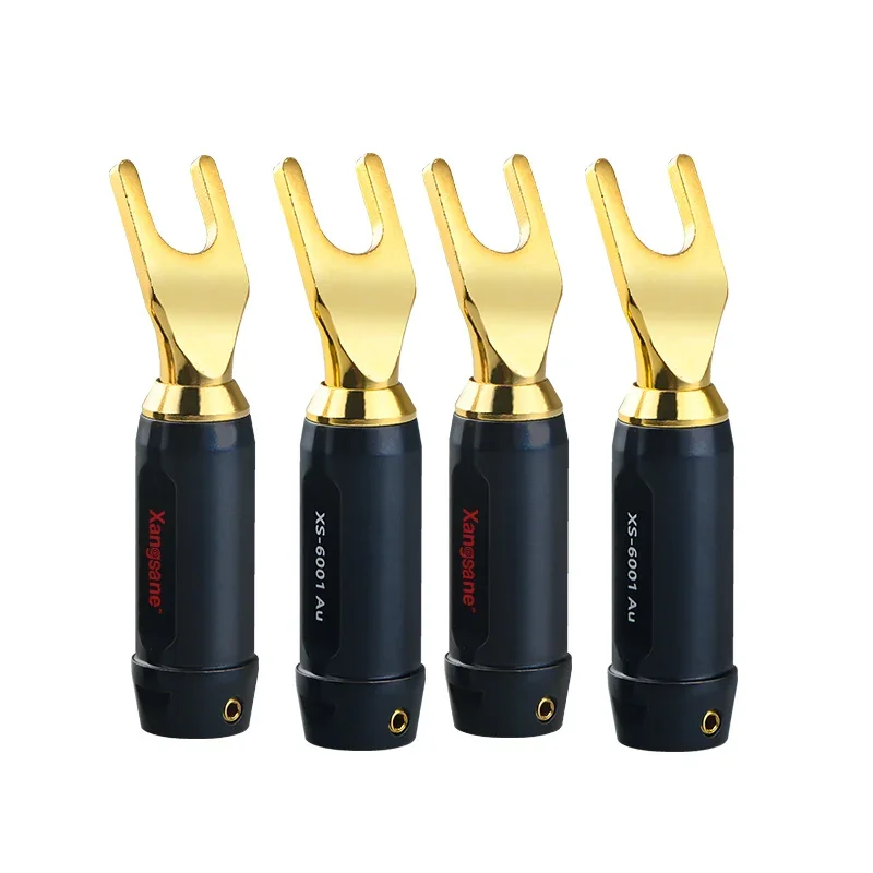 hifiオーディオアダプタースピーカーケーブルコネクター、24k金メッキ銅、uおよびyスペードプラグ、ネジ、5mm