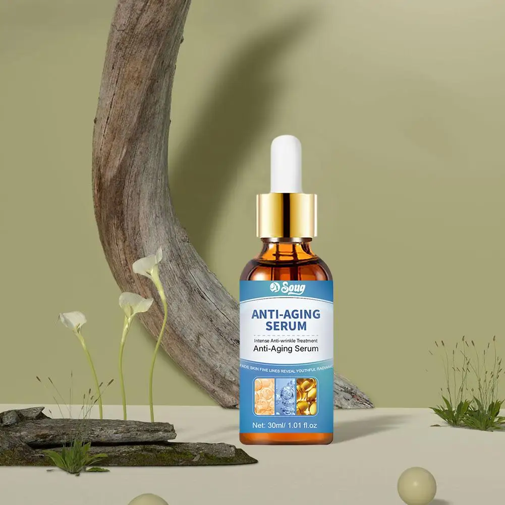 Serum Anti Keriput 3X 30ml, esens Anti Keriput memulihkan kulit penuaan kendur kerut kulit mengurangi garis kolagen Serum elastisitas halus