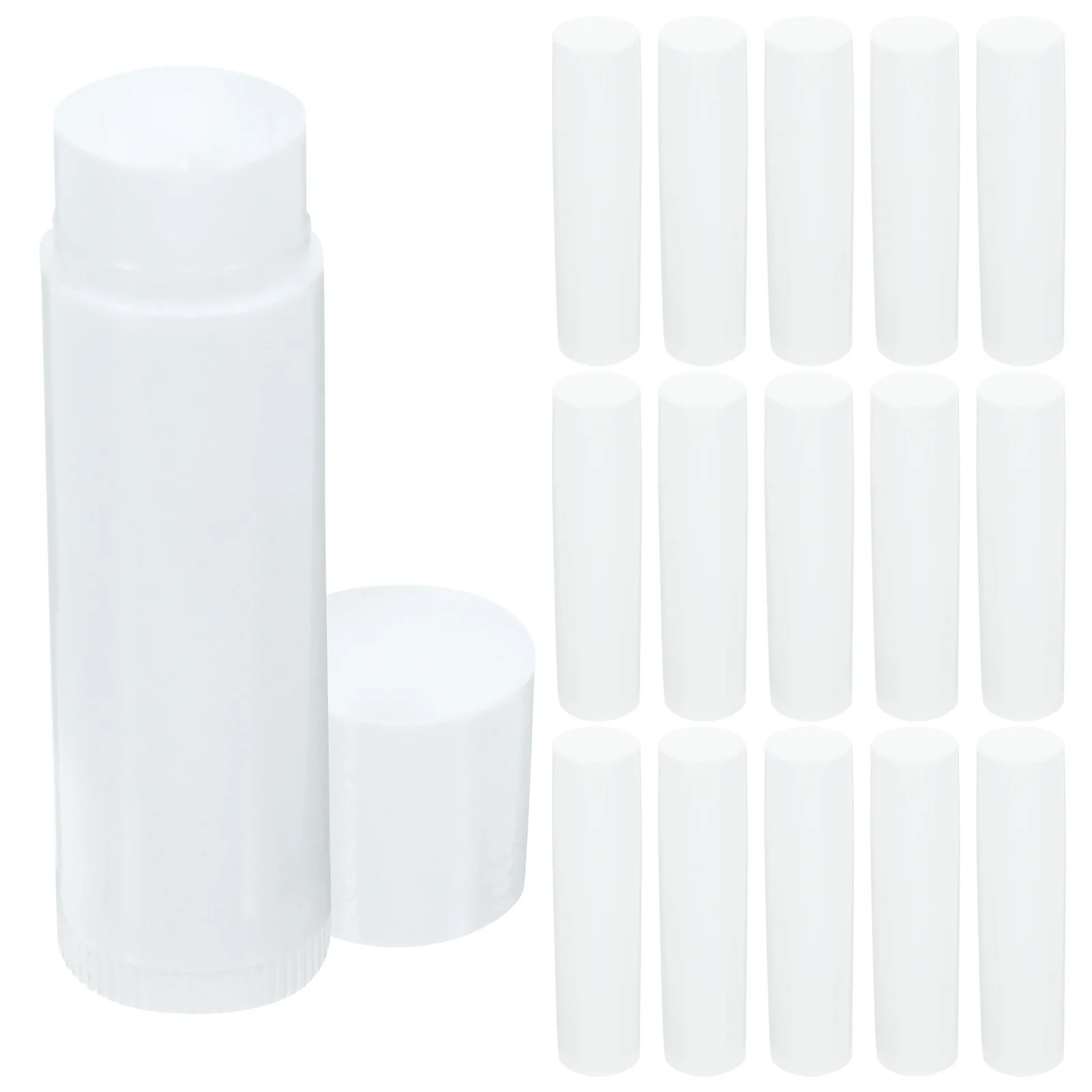 50 قطعة أنابيب بلسم الشفاه الفارغة Pp حاوية شفافة مع آلية دفع عجلة إعادة الملء لتقوم بها بنفسك قبعات شمع أحمر الشفاه متضمنة