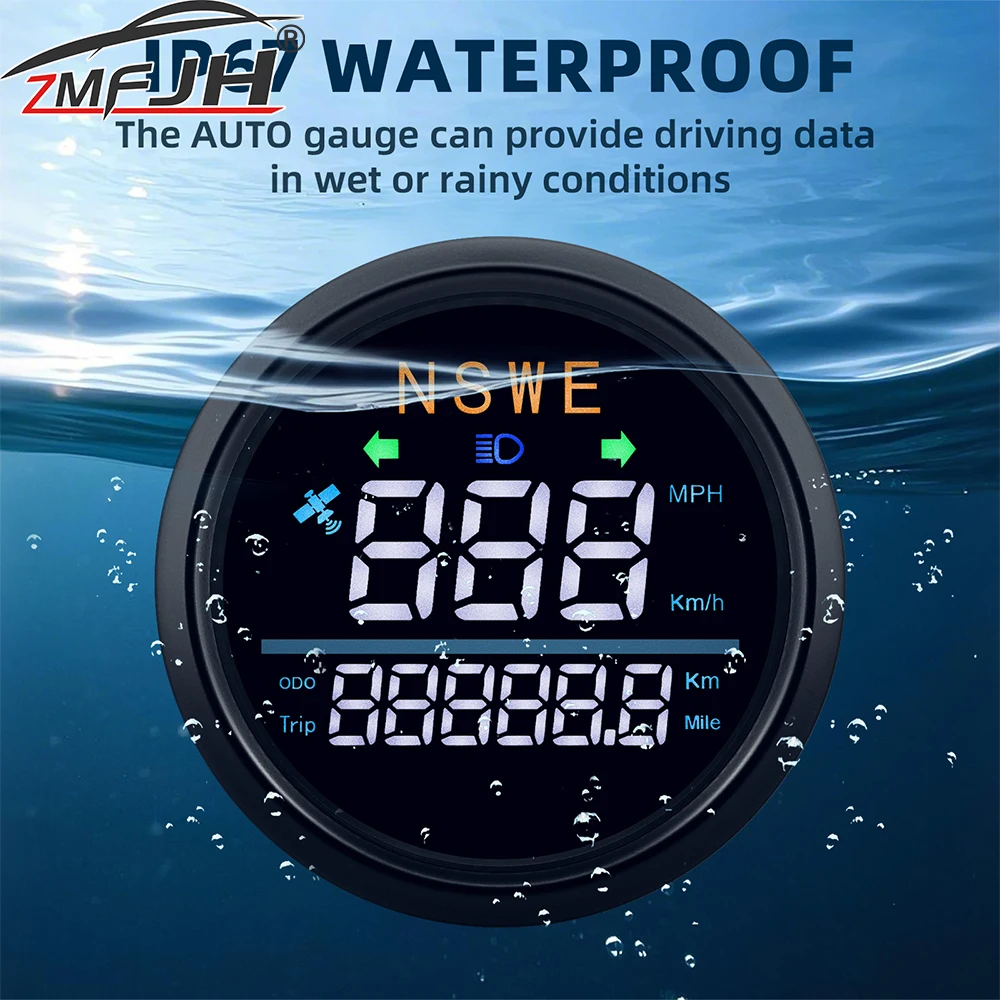 

85mm Digital GPS Speedometer For Car Truck Boat Motorcycle Speed Gauge with GPS Antenna Odometer Trip KMH MPH Compass Gauge