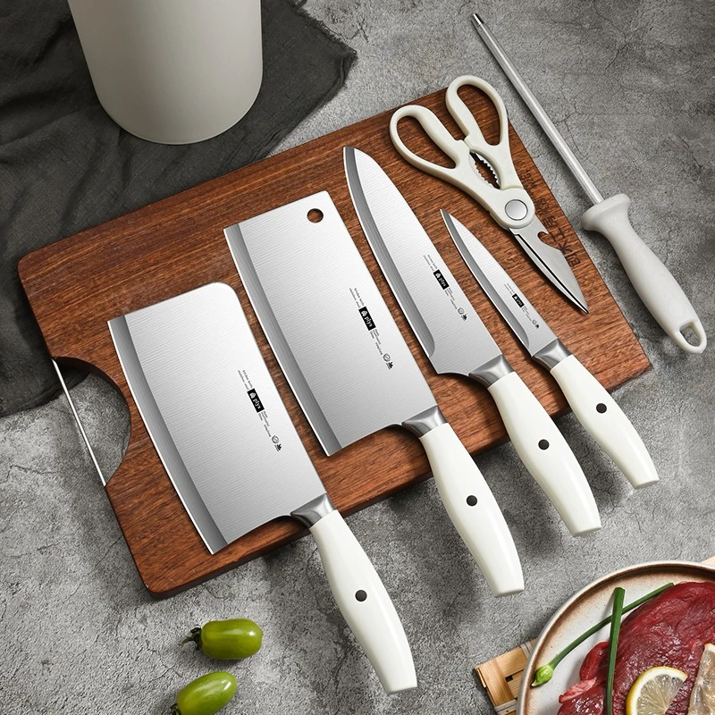 

6pcs Kitchen Knife Set Household Sharp Cleaver Bone-cutting Knife Fruit peeling knives with Knife Sharpener, Kitchen accessories