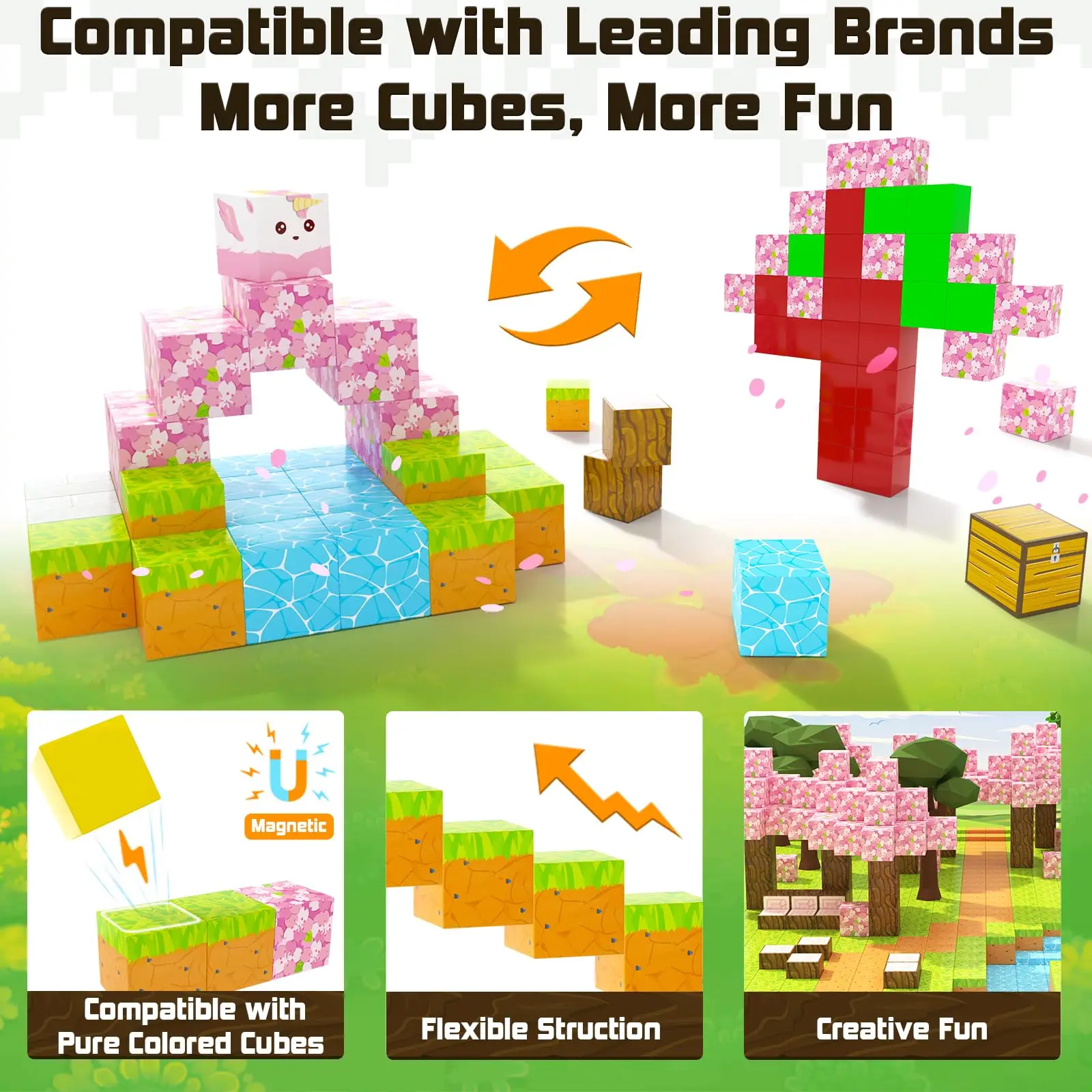 Magnetische Bausteine Landschaft Modell Kreative DIY Montage Ziegel STEM Bau Set Pädagogisches Geschenk Kinder