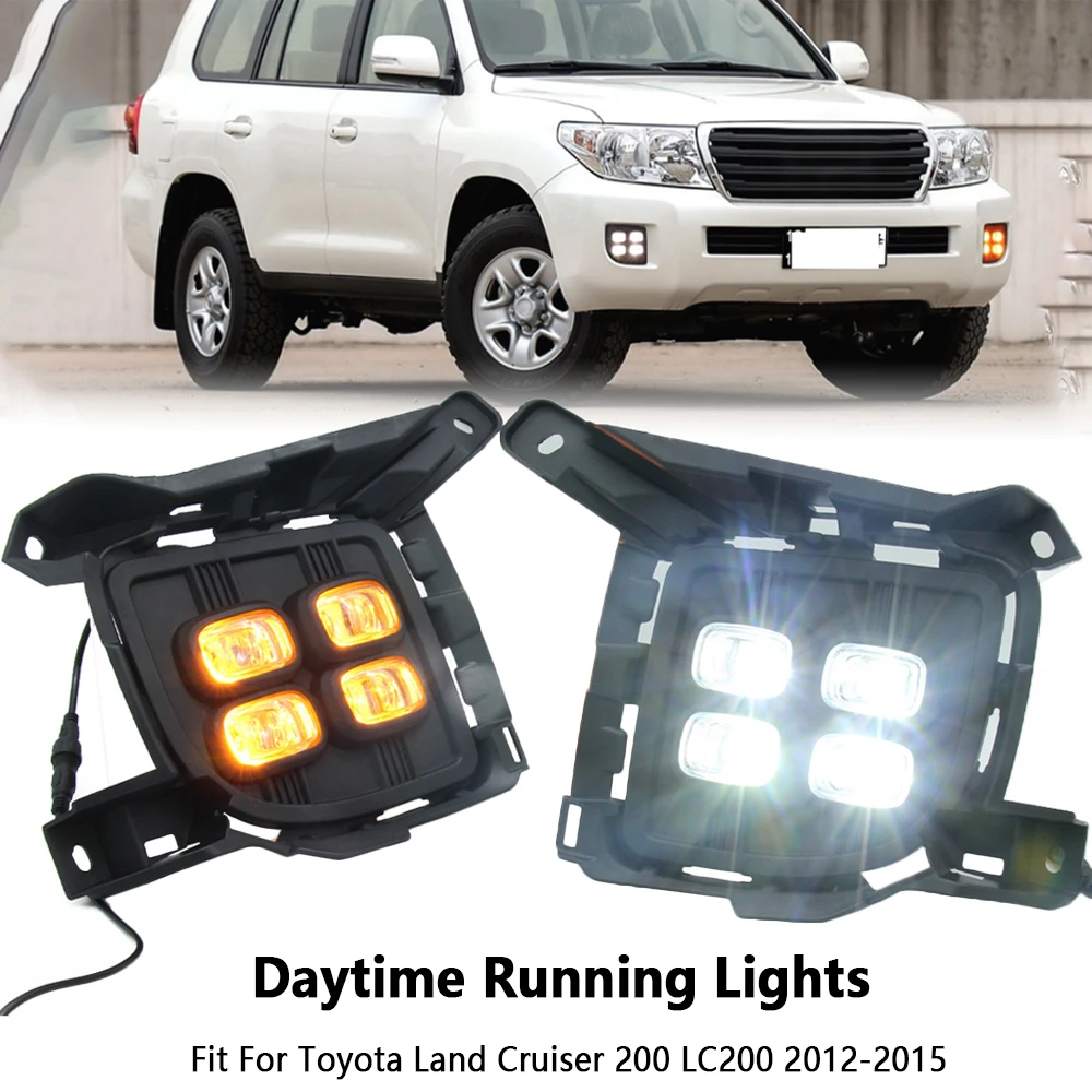 

2PCS 12V Daytime Running Lights Dynamic Turn Signal Function For Toyota Land Cruiser 200 LC200 2012 2013-2015 Car Parts