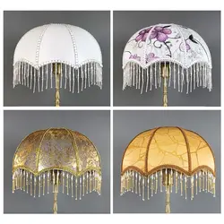 E27 Fringe Lamp Shades European Home Decor Beaded Lace Light Shades Fabric Lampshade