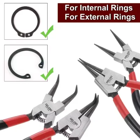 5inch Internal & External Circlip Pliers Non-Slip Handle for Rings Hoses & Gasket Removal Mechanical Repair Tool