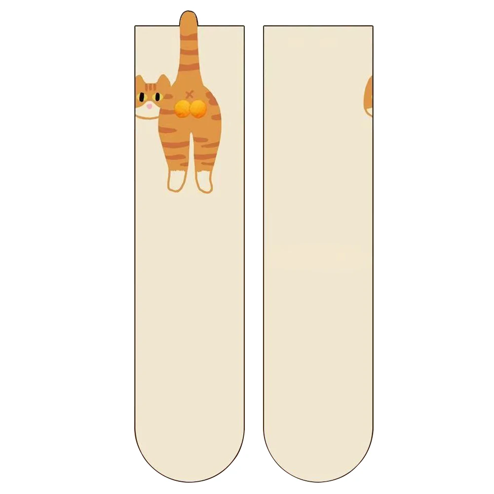 2 قطعة الجوارب الكرتون الحيوان تنفس الجوارب القطنية الناعمة القط الأوسط جوارب أنبوبية هدايا الجدة لمحبي القطط #5