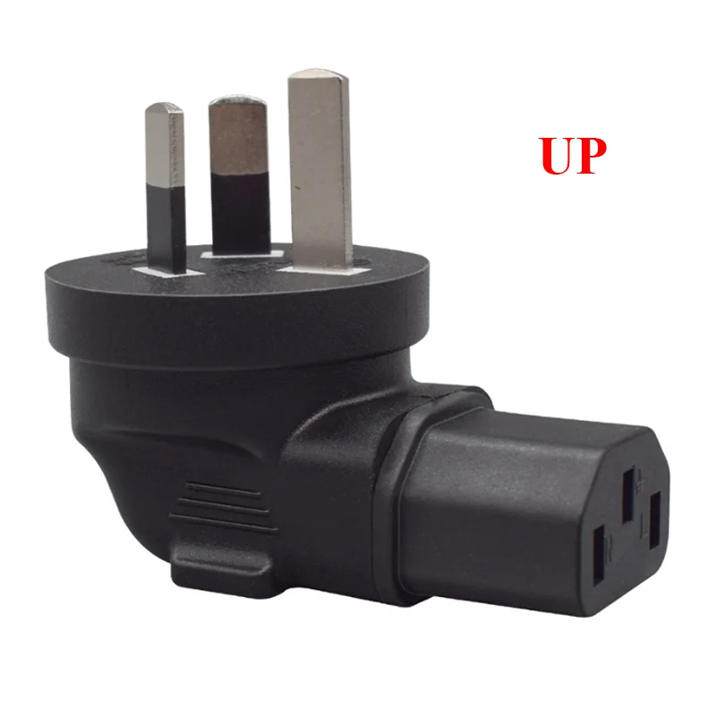 Black AU CN 3 Pin to IEC 320 C13 Power Adapter Plug Male to Female UP/Down Orientation Converter 10A 250V for PC Monitor PDU UPS