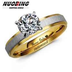 Round Cut Diamond Custom Ring Personalized Stainless Steel Ring Promise Wedding Women's Anniversary Valentine's Day Gift