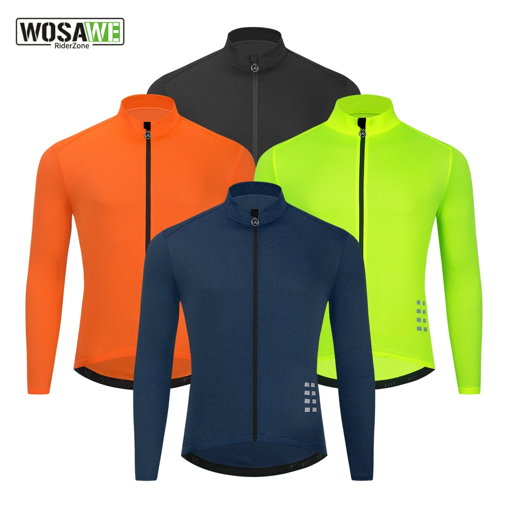 WOSAWE Cycling Jersey Long Sleeve Men Cycling Maillot Breathable Quick Dry Slim Fit Small MTB Bike Shirts