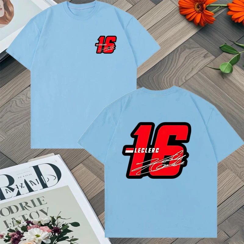 2025 Trend Number 16 Charles Leclerc Racer Graphic Loose Tee shirt Men Women Cotton Summer Hip Hop short sleeve Unisex T shirts - view 6