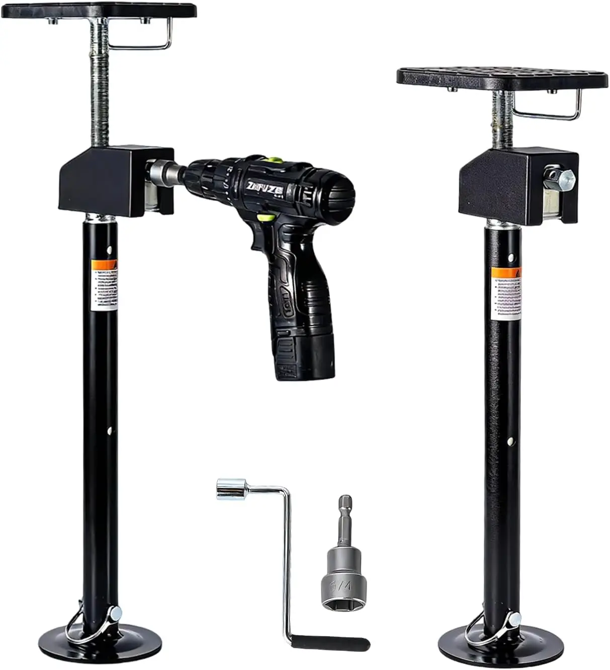 Tacleekii 2 4 Pack RV Slide Out Supports Jack with a Flat Top Support Block RV Stabilizer Jacks Supports Up to 5000lbs 20"-49" Quick-Lift Adjustable - Drill & Hand Crank Compatible for Campers & RVs