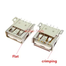 10PCS USB Type A Standard Port Female Solder Jacks Connector PCB Socket USB-A type SMT 4Pin