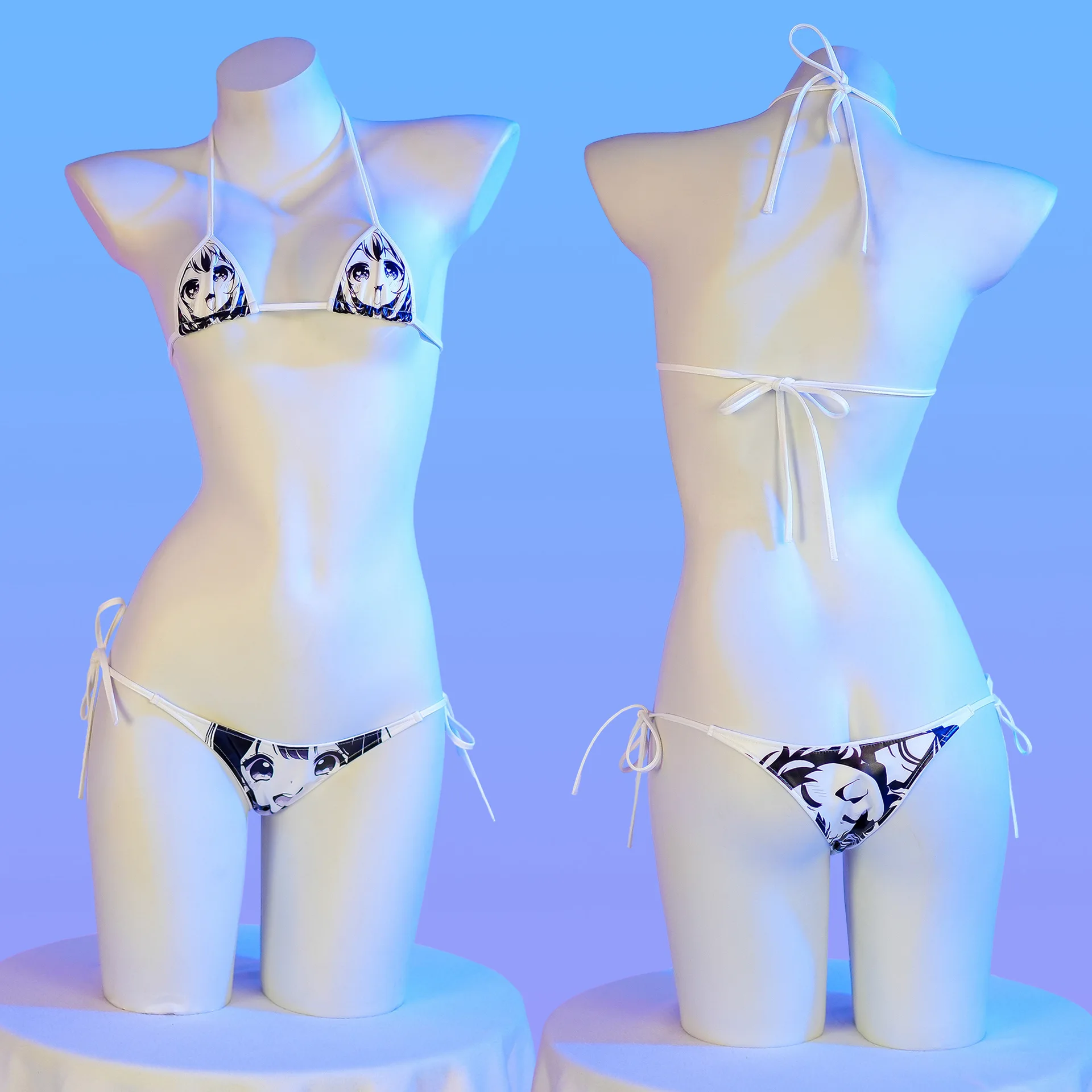 

Эротическое мини-бикини с тремя точками аниме и принтом для взрослых, сексуальное женское нижнее белье с ультра низкой талией для ролевых игр